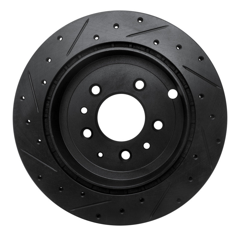R1 07-12 Ford Edge Rear Right Drilled & Slotted Black Brake Rotor