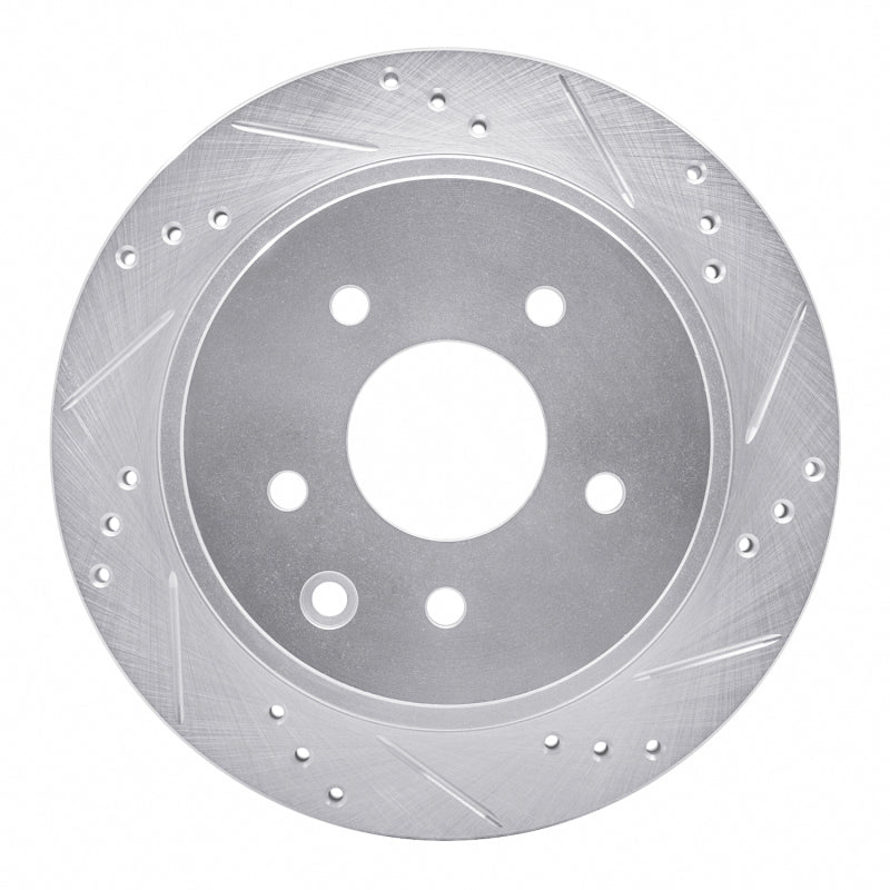 R1 02-06 Infiniti M45 Rear Right Drilled & Slotted Silver Brake Rotor