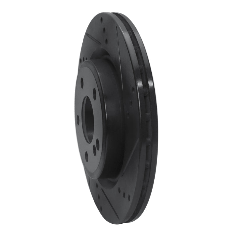 R1 14-19 Mercedes-Benz CLA250 Rear Right Drilled & Slotted Black Brake Rotor