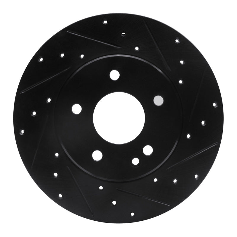 R1 97-98 Mercedes-Benz C230 Front Right Drilled & Slotted Black Brake Rotor