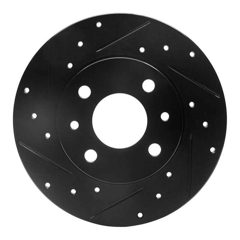 R1 2009-2019 Fiat 500 (Mexico) Rear Left Drilled & Slotted Black Brake Rotor