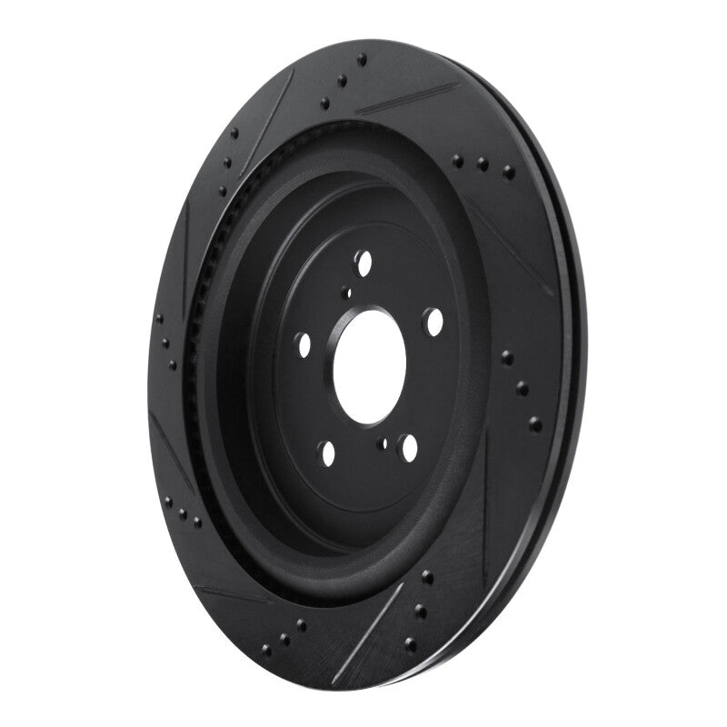 R1 16-22 Lexus RX350 Rear Right Drilled & Slotted Black Brake Rotor