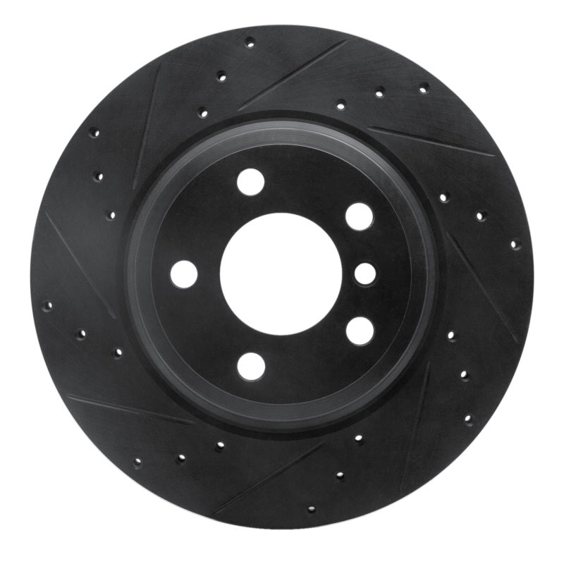R1 12-20 BMW 330I Rear Left Drilled & Slotted Black Brake Rotor