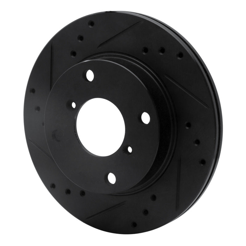 R1 89-94 Suzuki Swift Front Left Drilled & Slotted Black Brake Rotor