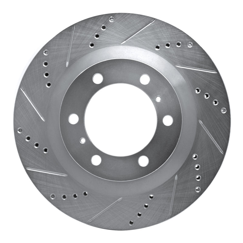 R1 10-24 Lexus GX460 Front Left Drilled & Slotted Silver Brake Rotor