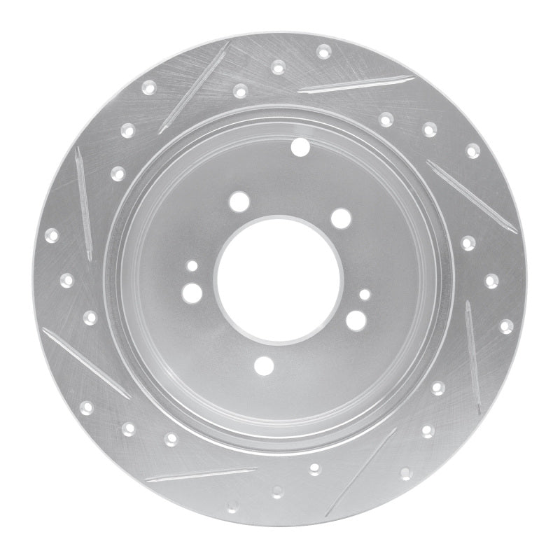 R1 07-15 Mitsubishi Lancer Rear Right Drilled & Slotted Silver Brake Rotor