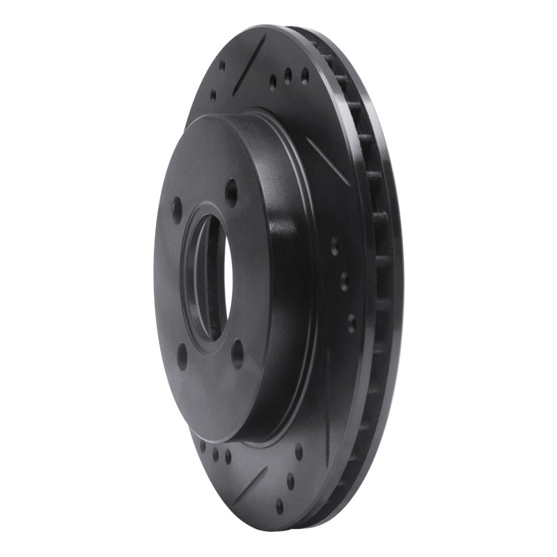 R1 95-04 Ford Contour Rear Left Drilled & Slotted Black Brake Rotor