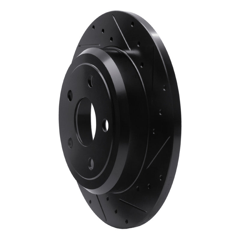 R1 11-22 Dodge Durango Rear Right Drilled & Slotted Black Brake Rotor