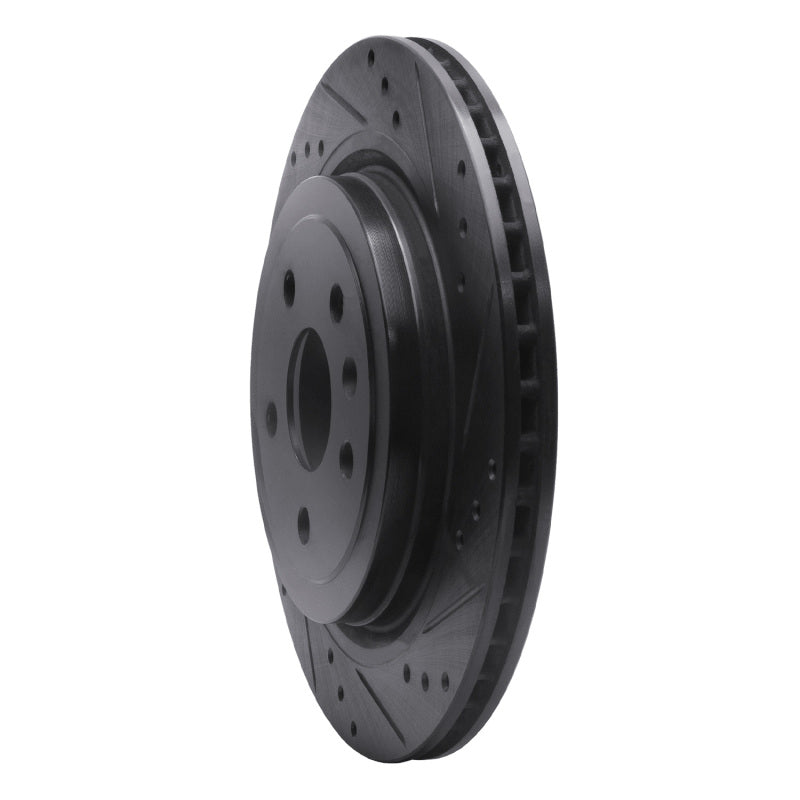 R1 08-14 Cadillac CTS Rear Right Drilled & Slotted Black Brake Rotor