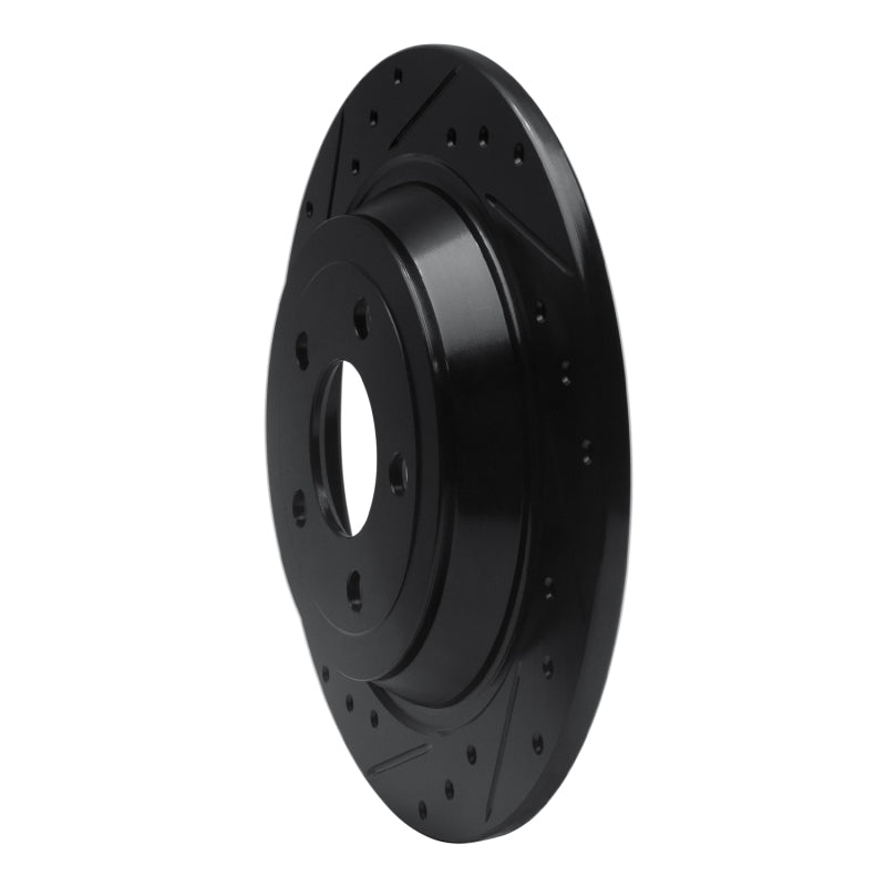 R1 15-23 Ford Mustang Rear Left Drilled & Slotted Black Brake Rotor