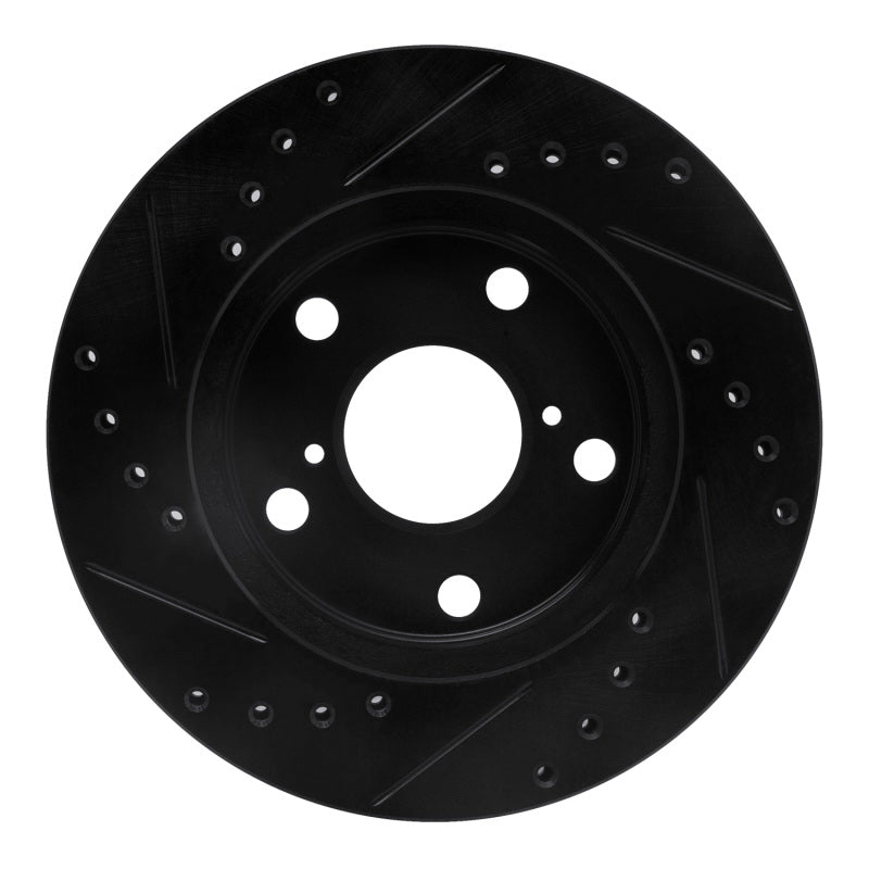 R1 91-95 Toyota MR2 Front Right Drilled & Slotted Black Brake Rotor