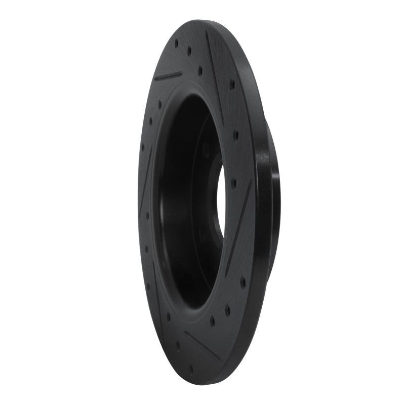 R1 04-13 Mazda 3 Rear Left Drilled & Slotted Black Brake Rotor
