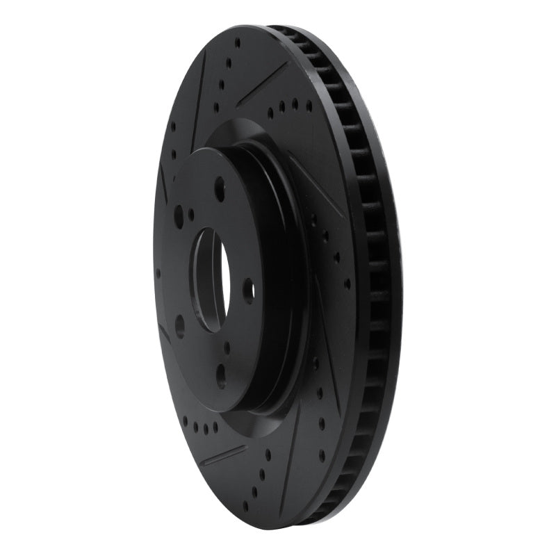 R1 2021-2025 Hyundai Ioniq 6 Front Left Drilled & Slotted Black Brake Rotor