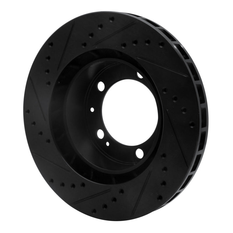 R1 86-91 Porsche 944 Except Turbo Left Front Drilled & Slotted Black Brake Rotor