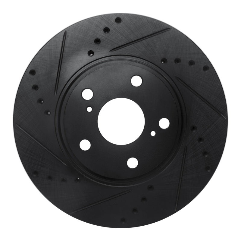 R1 99-07 Lexus ES330 Front Left Drilled & Slotted Black Brake Rotor