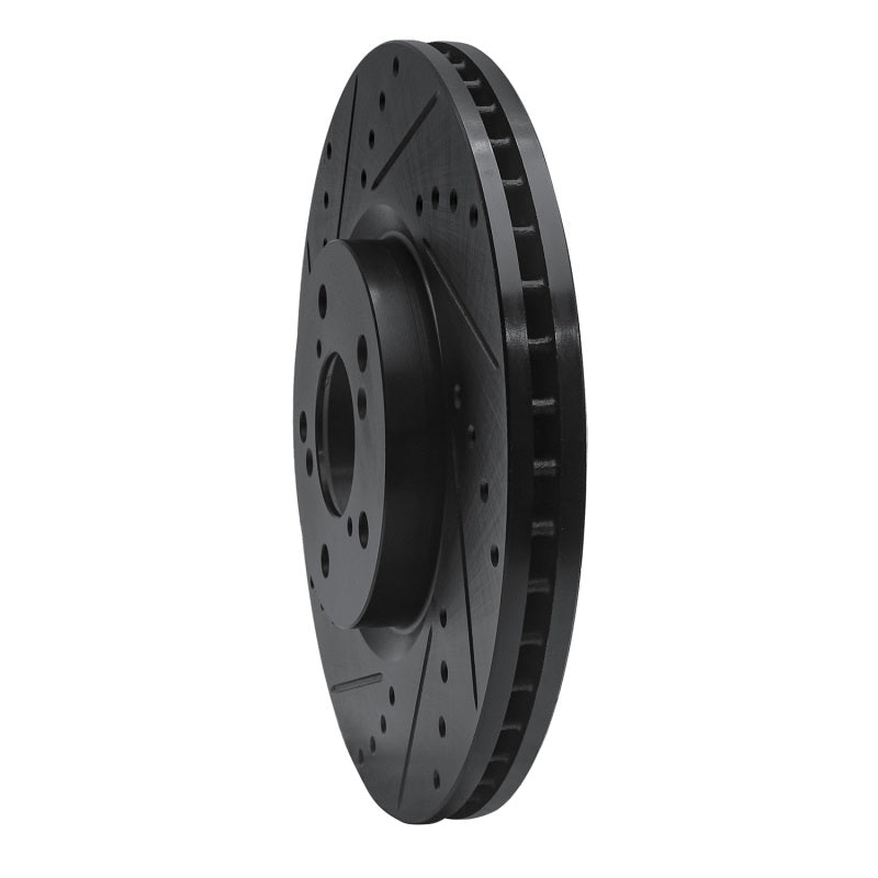 R1 07-20 Acura MDX Front Left Drilled & Slotted Black Brake Rotor
