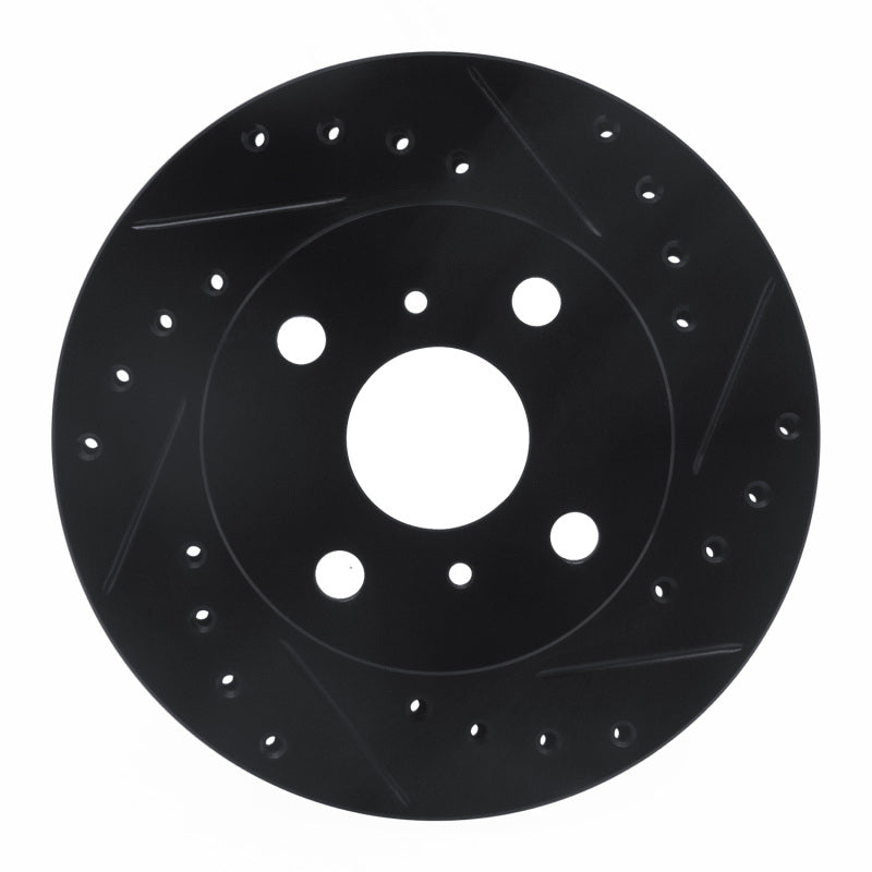 R1 88-92 Geo Prizm Front Right Drilled & Slotted Black Brake Rotor