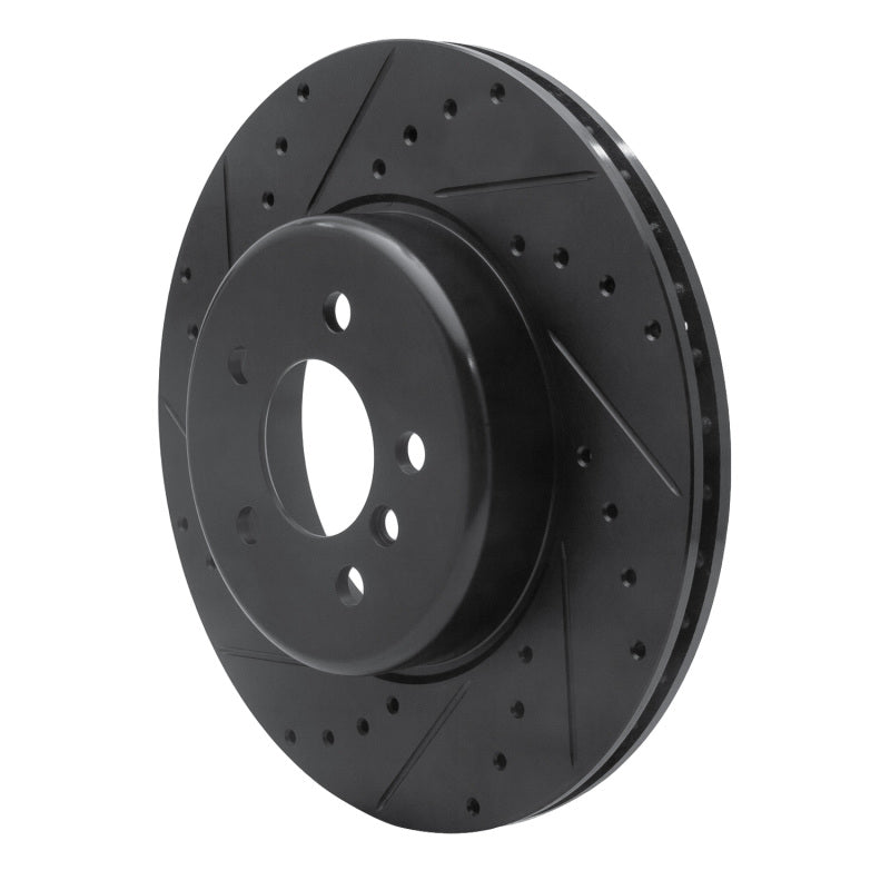 R1 10-19 BMW 535I GT Rear Left Drilled & Slotted Black Brake Rotor