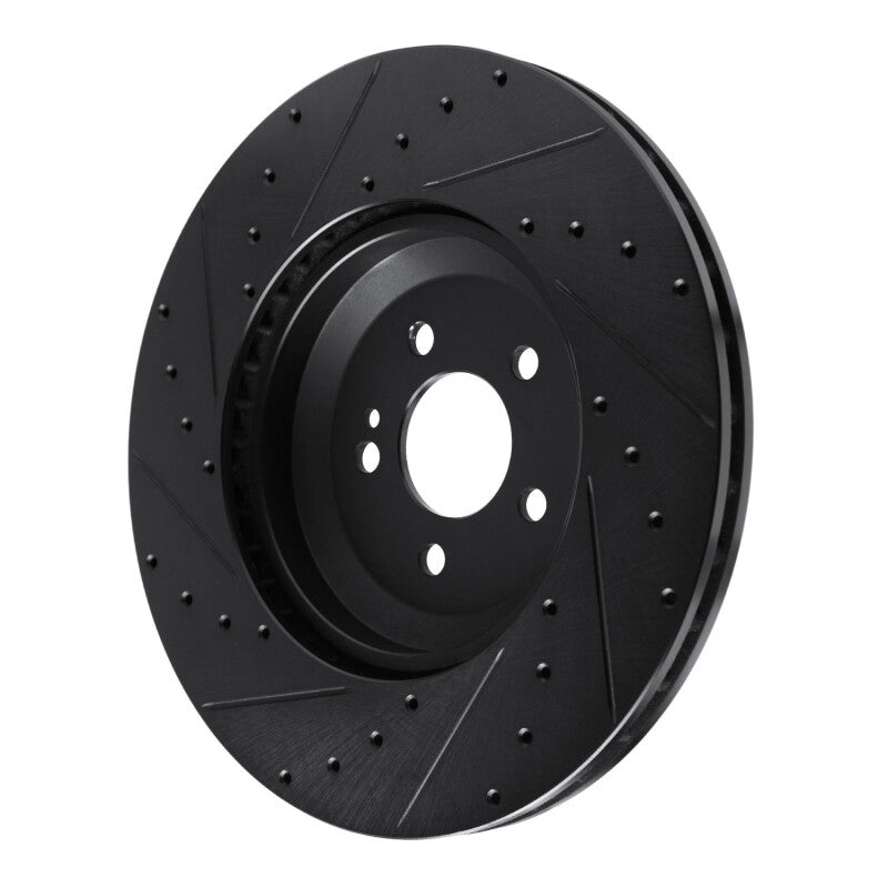 R1 17-23 Mercedes-Benz E450 Rear Right Drilled & Slotted Black Brake Rotor