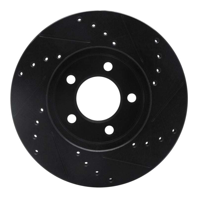 R1 91-00 Ford Thunderbird Front Left Drilled & Slotted Black Brake Rotor