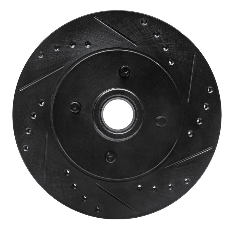 R1 87-93 Ford Mustang Front Right Drilled & Slotted Black Brake Rotor