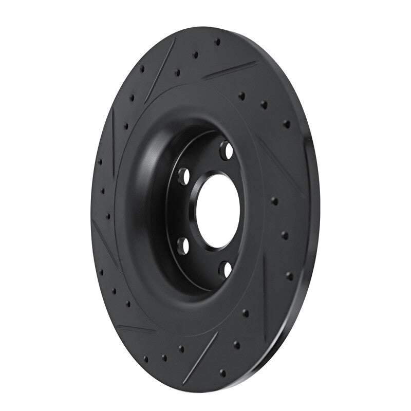 R1 18-25 Volvo XC60 Rear Right Drilled & Slotted Black Brake Rotor