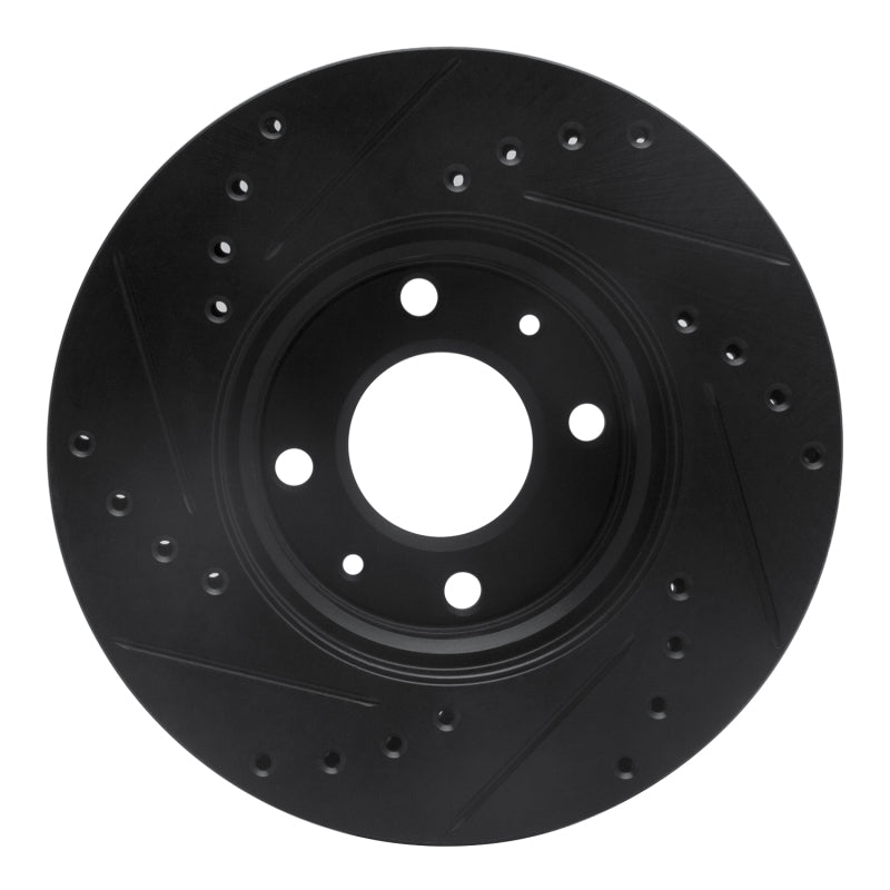R1 12-25 Dodge Attitude (Mexico) Front Right Drilled & Slotted Black Brake Rotor