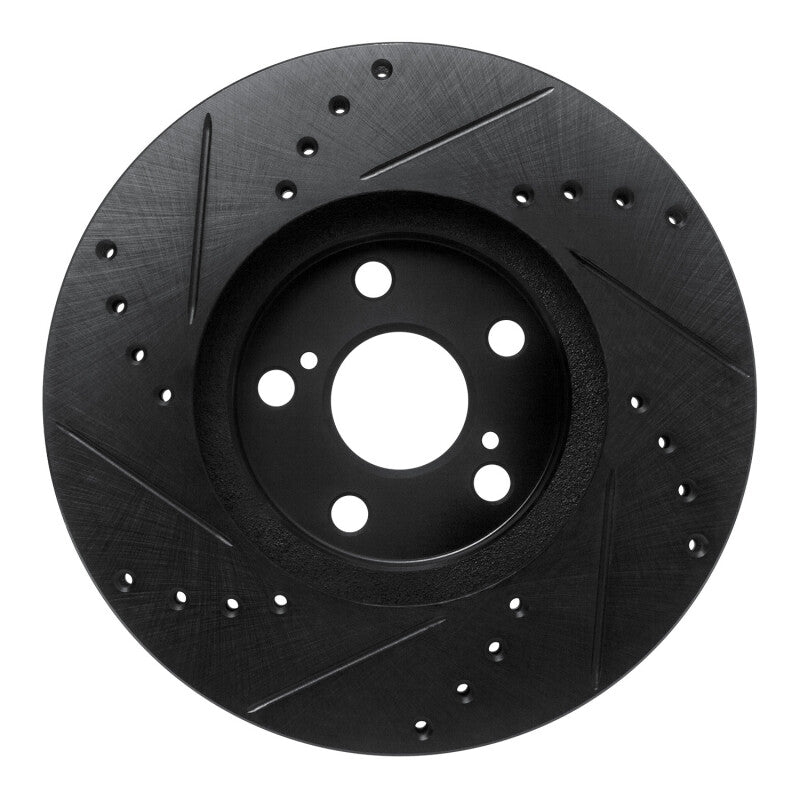 R1 94-99 Toyota Celica Front Right Drilled & Slotted Black Brake Rotor