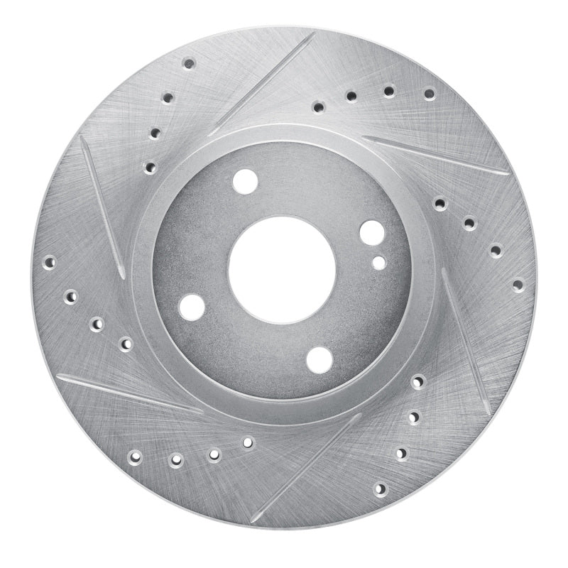 R1 01-05 Mazda Miata Front Left Drilled & Slotted Silver Brake Rotor