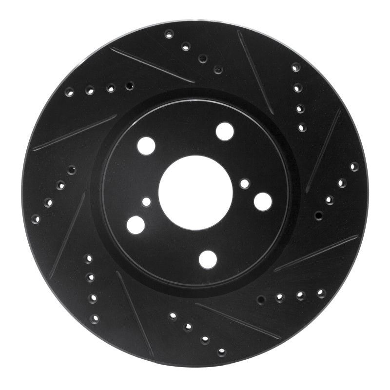 R1 06-15 Lexus GS300 Left Front Drilled & Slotted Black Brake Rotor