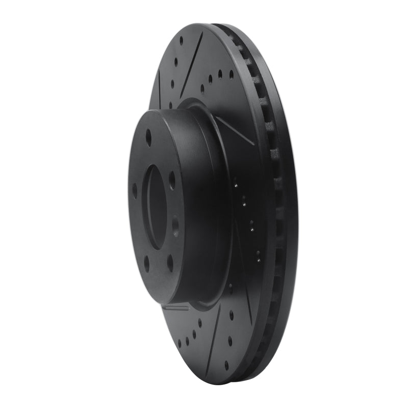 R1 13-25 Cadillac ATS Front Left Drilled & Slotted Black Brake Rotor