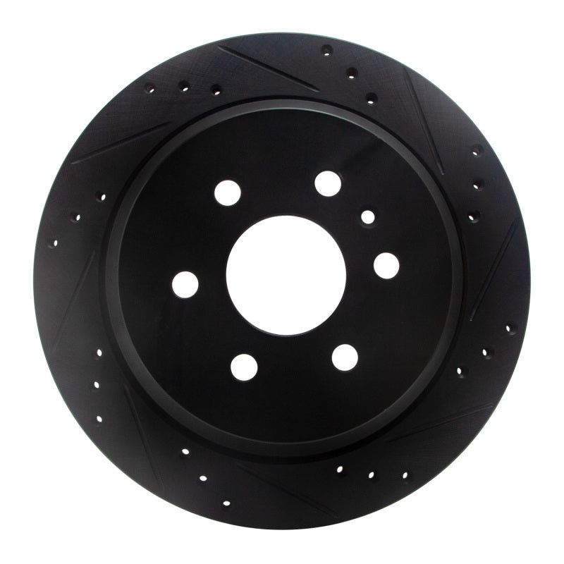 R1 15-20 Chevrolet Colorado Rear Right Drilled & Slotted Black Brake Rotor