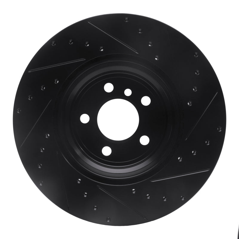 R1 07-19 BMW X6 Rear Left Drilled & Slotted Black Brake Rotor