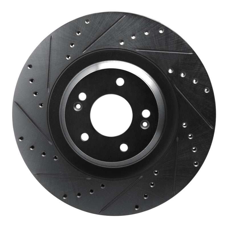 R1 -22 Hyundai Veloster N Front Left Drilled & Slotted Black Brake Rotor