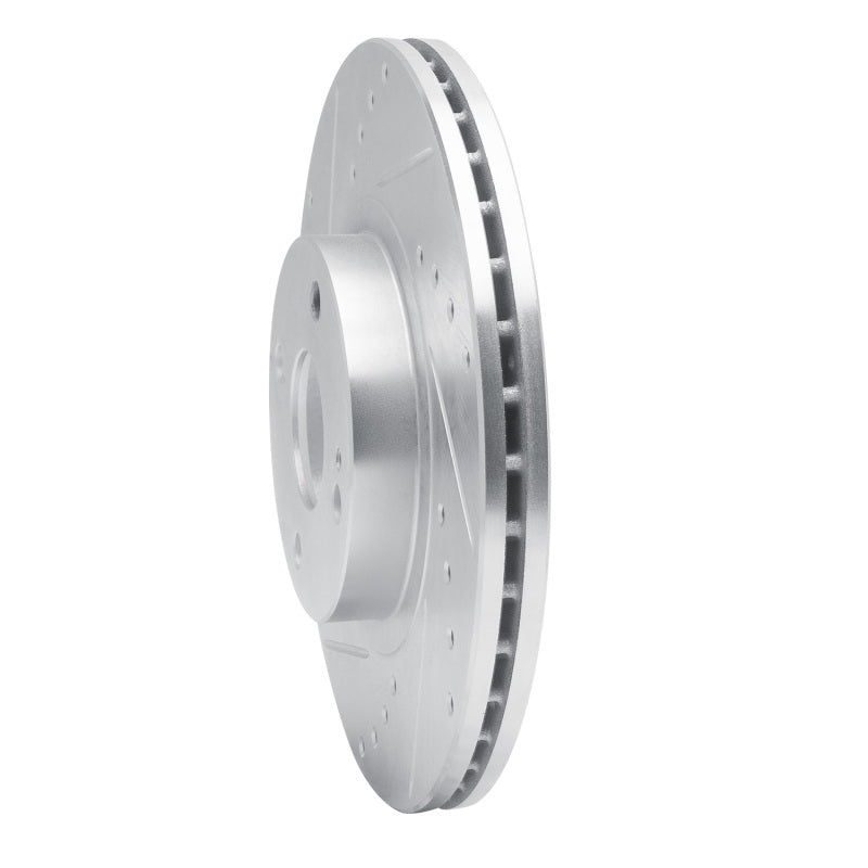 R1 01-05 Mazda Miata Front Left Drilled & Slotted Silver Brake Rotor
