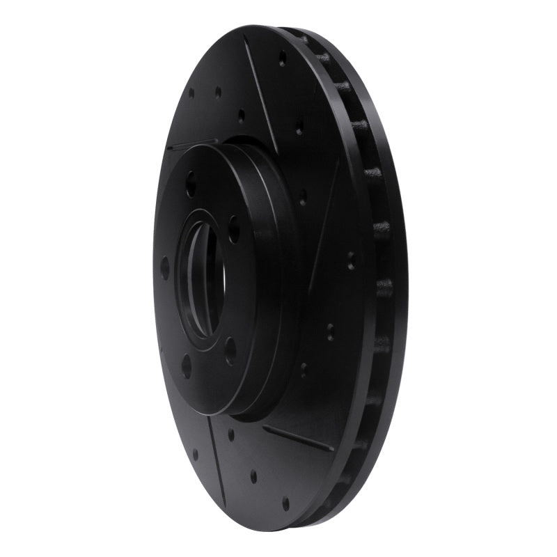 R1 12-18 Ford C-MAX Front Right Drilled & Slotted Black Brake Rotor