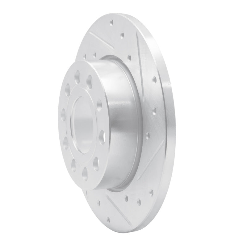 R1 05-13 Audi A3 Rear Right Drilled & Slotted Silver Brake Rotor
