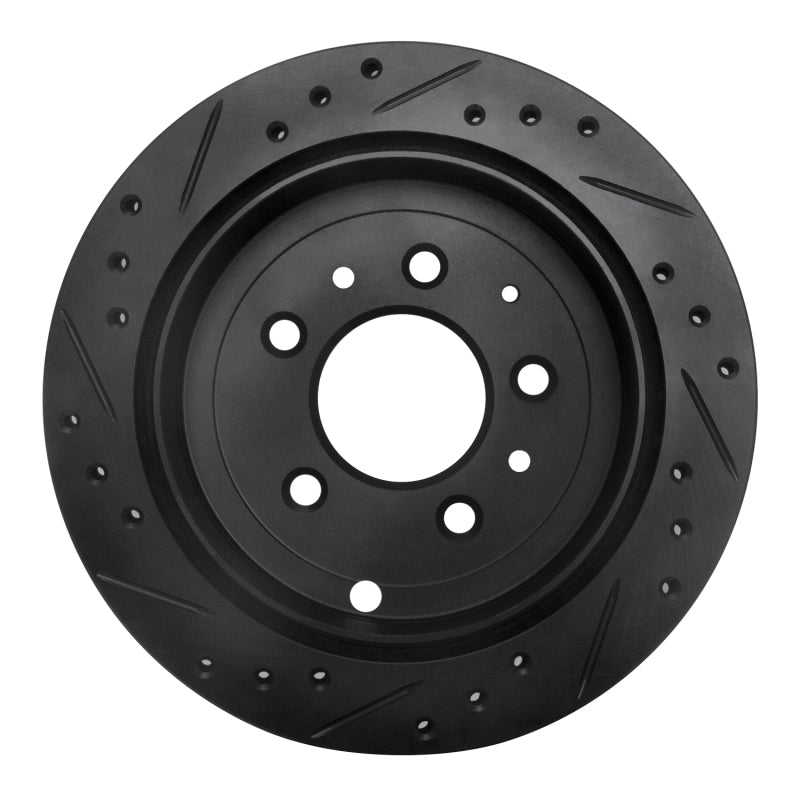 R1 92-06 Mazda 929 Rear Right Drilled & Slotted Black Brake Rotor
