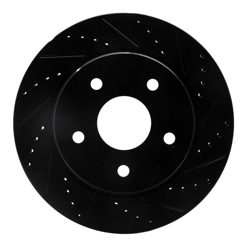 R1 02-24 Chrysler ASPEN Front Right Drilled & Slotted Black Brake Rotor