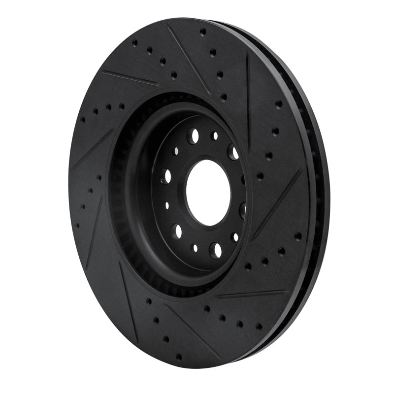 R1 2017-2025 Buick Enclave Front Left Drilled & Slotted Black Brake Rotor