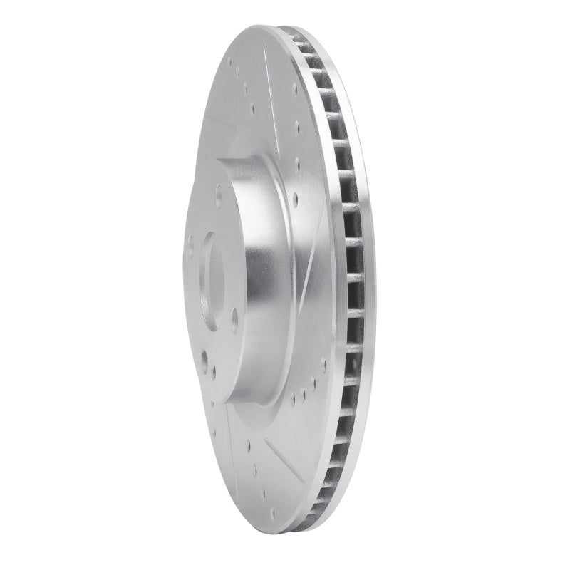 R1 2016-2025 Fiat 124 Spider Front Right Drilled & Slotted Silver Brake Rotor
