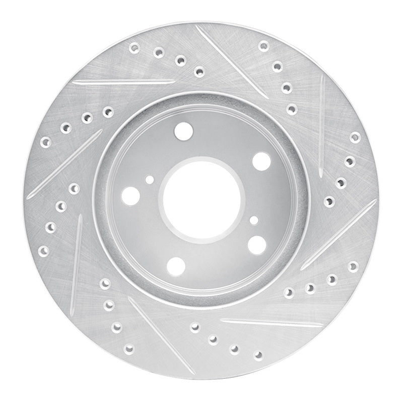 R1 91-96 Toyota Previa Front Left Drilled & Slotted Silver Brake Rotor
