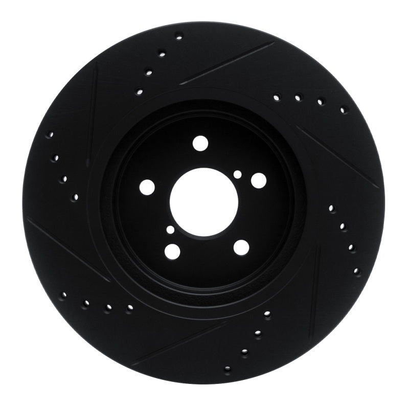 R1 17-23 Subaru Impreza Front Right Drilled & Slotted Black Brake Rotor