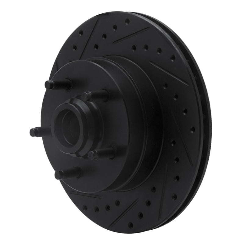 R1 86-92 Jeep Wagoneer Front Left Drilled & Slotted Black Brake Rotor