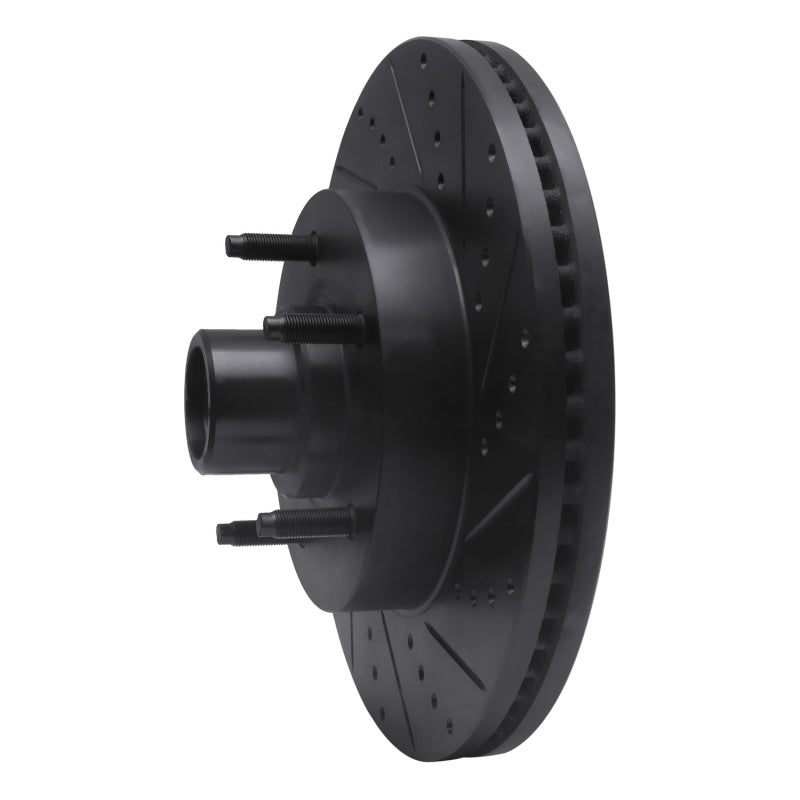 R1 04-06 Ford E-150 Front Right Drilled & Slotted Black Brake Rotor