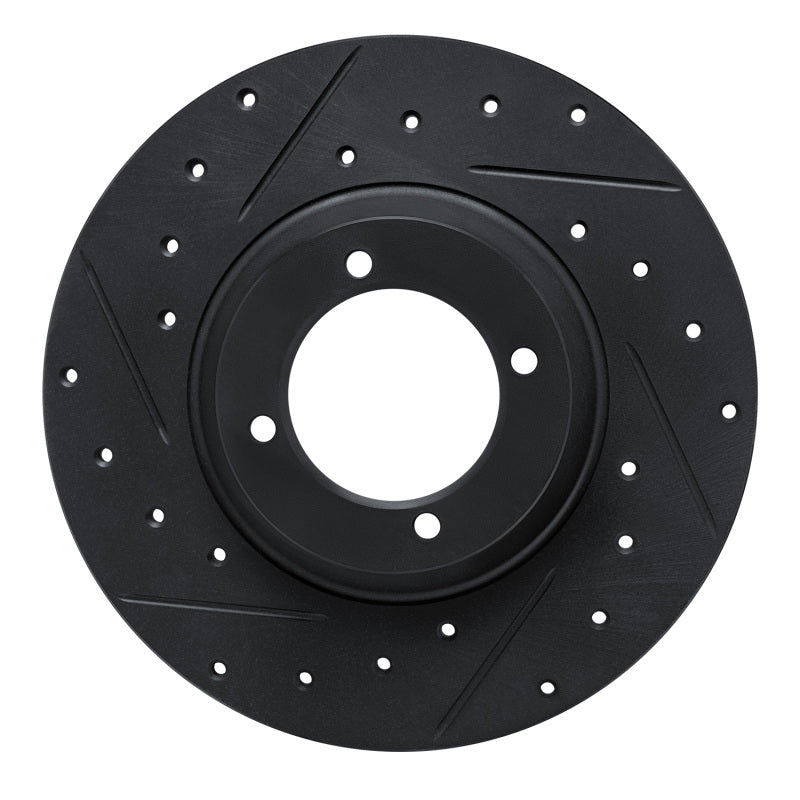 R1 61-76 Triumph TR4 Front Left Drilled & Slotted Black Brake Rotor