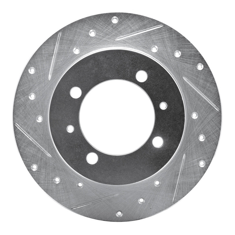 R1 88-93 Dodge COLT Rear Left Drilled & Slotted Silver Brake Rotor