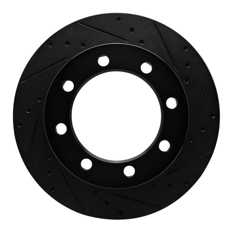R1 80-93 Dodge W200 Front Right Drilled & Slotted Black Brake Rotor