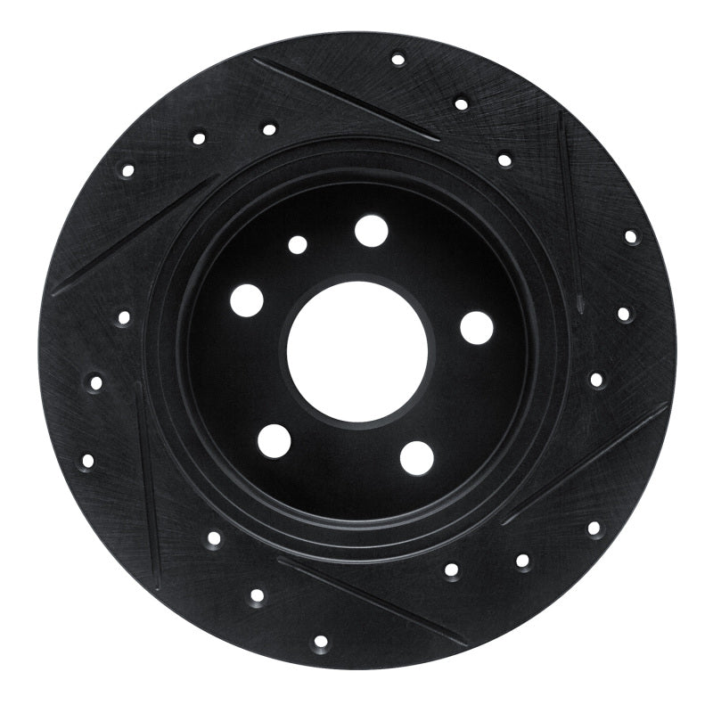 R1 16-23 Chevrolet Bolt EV Rear Left Drilled & Slotted Black Brake Rotor