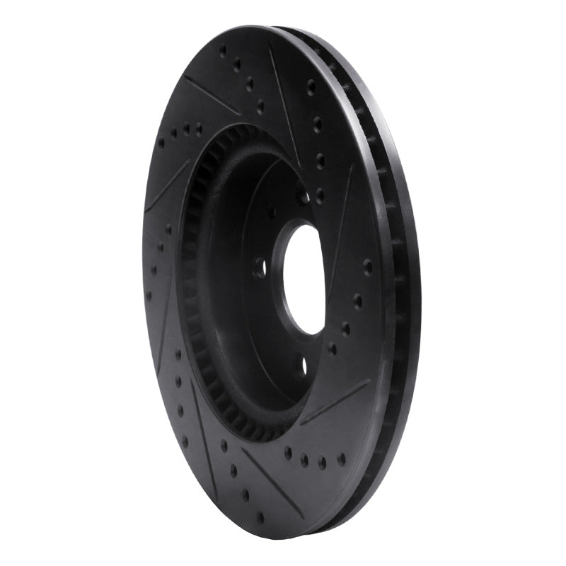 R1 12-23 Hyundai Accent Front Left Drilled & Slotted Black Brake Rotor
